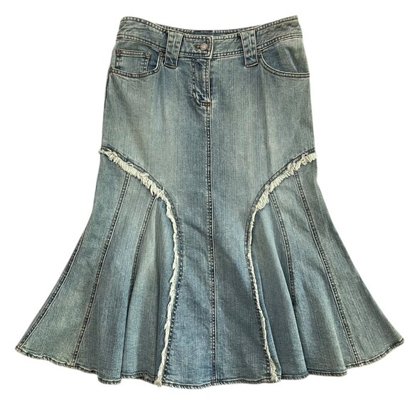 Vintage INC International Concepts Denim Midi‎ Skirt 4 Y2K Western Boho Bratz - Picture 1 of 10